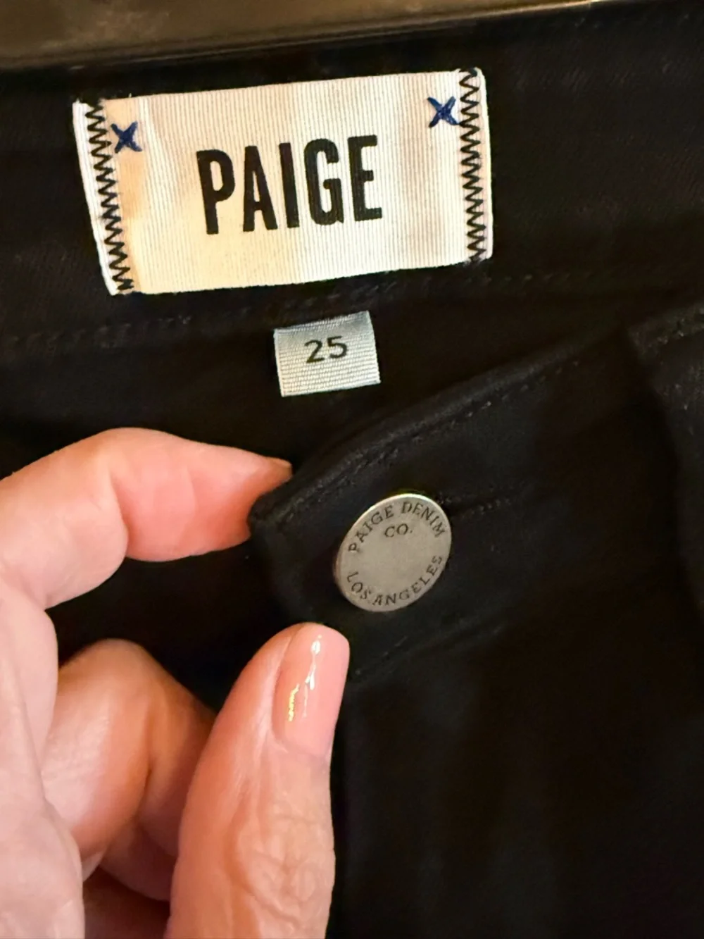 PAIGE Black High-Rise raw hem Skinny/Straight leg Jeans - Picture 2 of 7